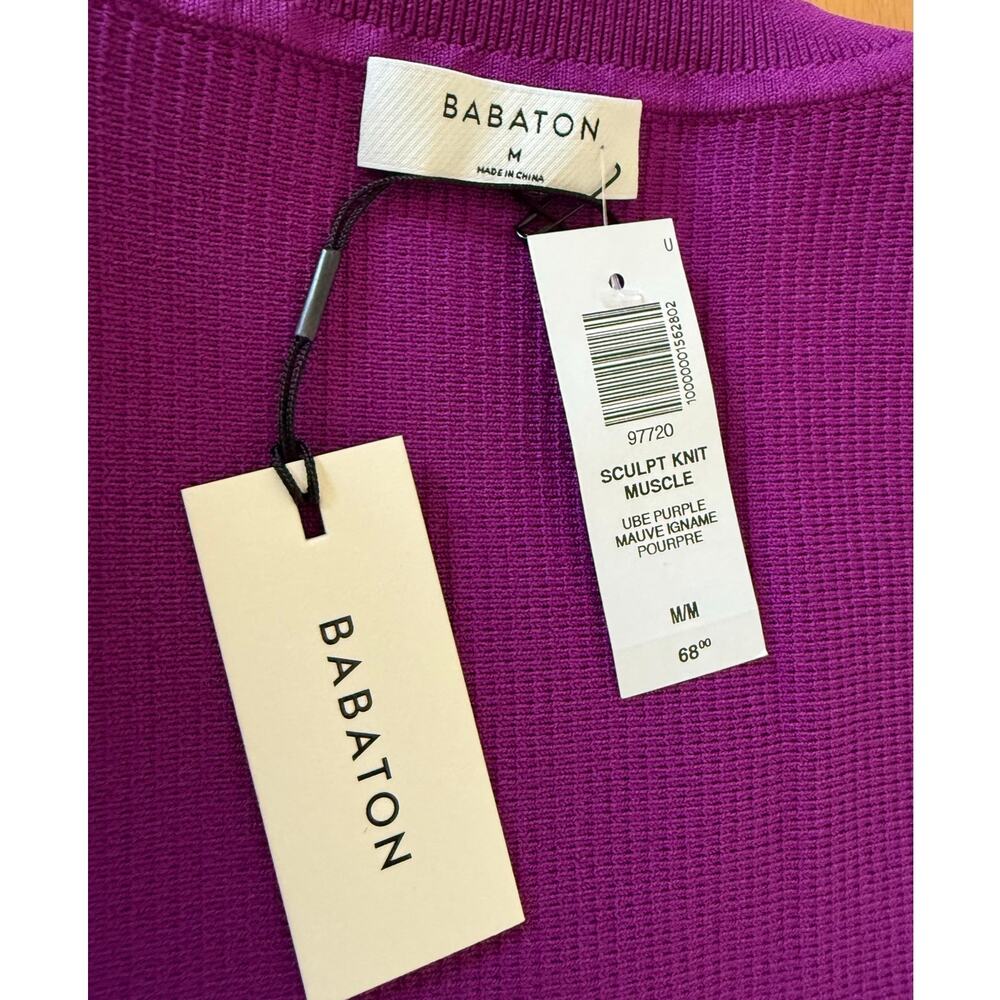 NWT Babaton Sculpt Knit Muscle Tee In Ube Purple Size Medium - Picture 6 of 6